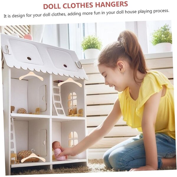 20 Holzbügel für BJD-Puppen 12 cm – Mini-Kleiderbügel für Bastelarbeiten