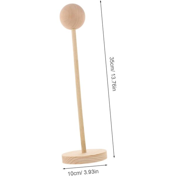 Supporto in Legno con Base Antiscivolo per Parrucche e Cappelli Bambole BJD 35x10 cm