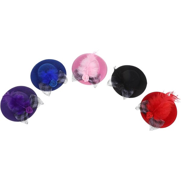 Set mit 5 dekorativen Mini-Zylindern für Puppen und Bastelarbeiten, schwarz und farbig