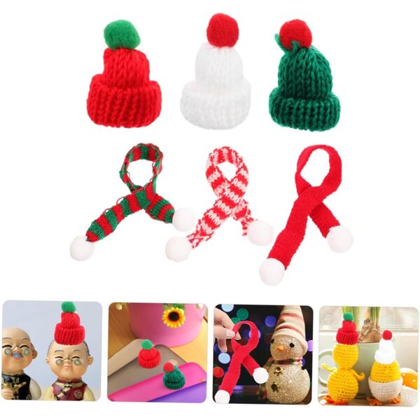 12 Pezzi Mini Cappelli e Sciarpe Natalizi in Maglia per Decorazioni e Pupazzi Invernali