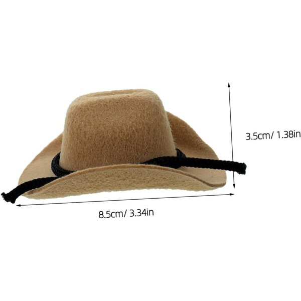 4 Mini-Western-Cowgirl-Hüte in Beige für Puppen und Partydekorationen
