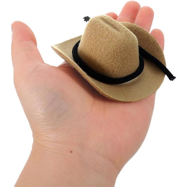 4 Mini-Western-Cowgirl-Hüte in Beige für Puppen und Partydekorationen