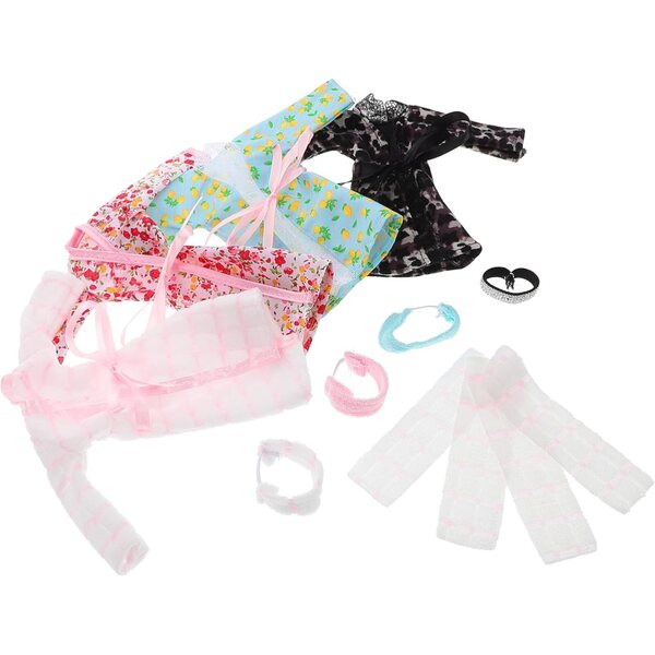 Puppenkleidungsset mit Bademantel, Stirnband und Handtuch, 4 farbige Teile