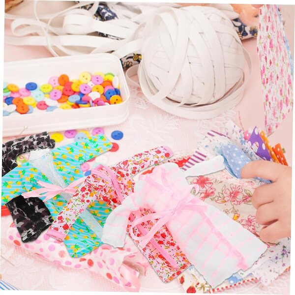 Puppenkleidungsset mit Bademantel, Stirnband und Handtuch, 4 farbige Teile
