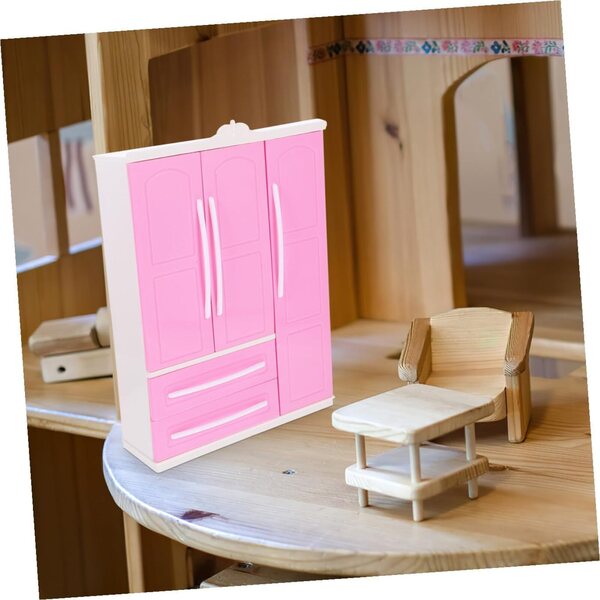 ORFOFE Mini-Kleiderschrank in Rosa für Puppen mit 20 Mini-Kleiderbügeln, praktischer und dekorativer Organizer