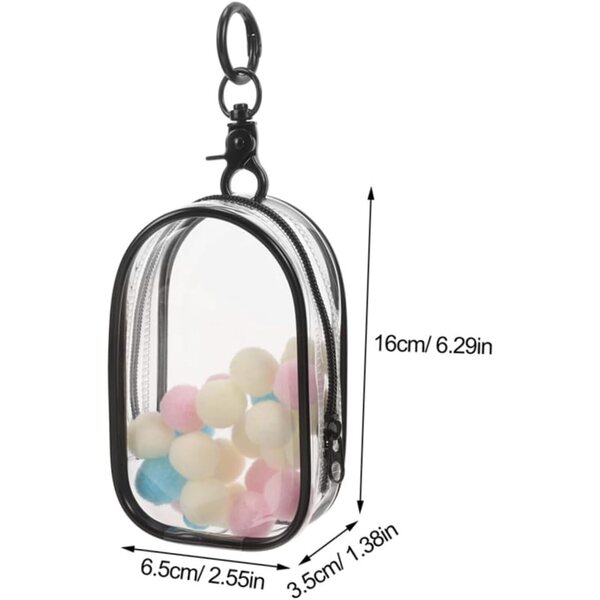 Borsa Trasparente per Bambole con Portachiavi e Custodia con Cerniera, Organizer Compatto