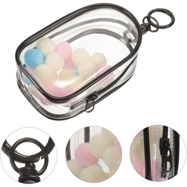 Borsa Trasparente per Bambole con Portachiavi e Custodia con Cerniera, Organizer Compatto