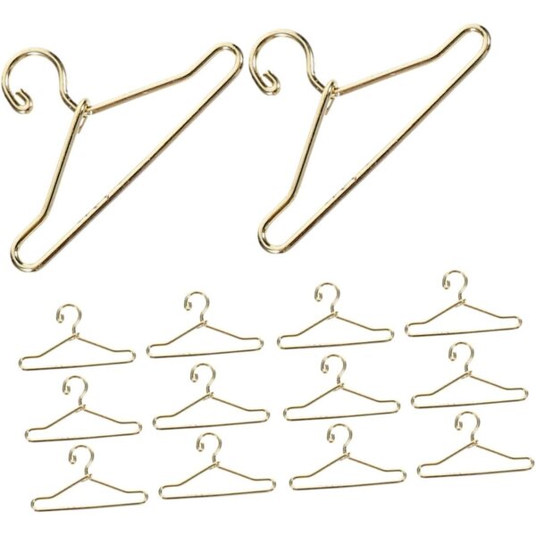 PartyKindom 40 mm goldene Mini-Kleiderbügel für Puppenkleidung, 24 widerstandsfähige Eisenteile