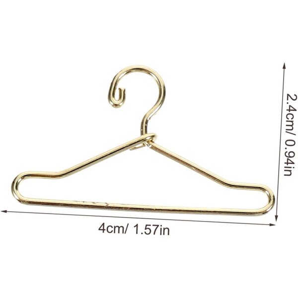 PartyKindom 40 mm goldene Mini-Kleiderbügel für Puppenkleidung, 24 widerstandsfähige Eisenteile