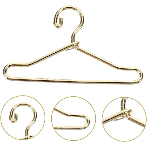 PartyKindom 40 mm goldene Mini-Kleiderbügel für Puppenkleidung, 24 widerstandsfähige Eisenteile