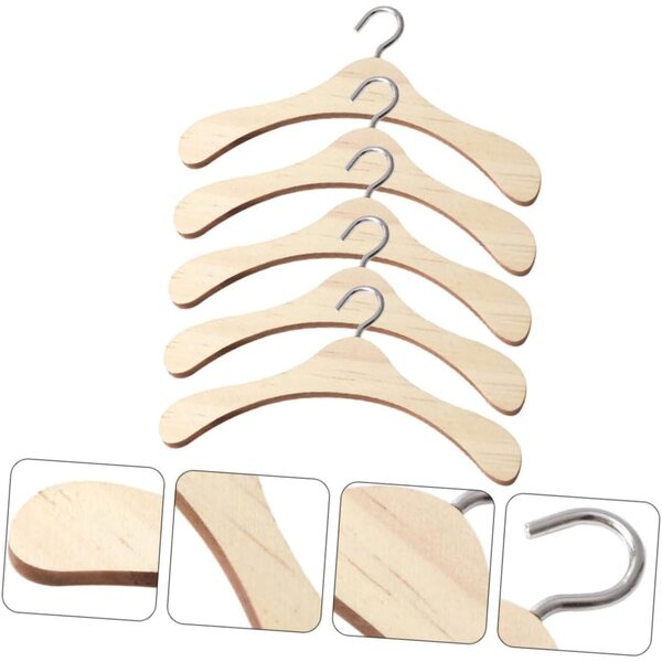 BESPORTBLE 5 Mini Grucce in Legno Naturale per Casa delle Bambole, Design Liscio e Pratico