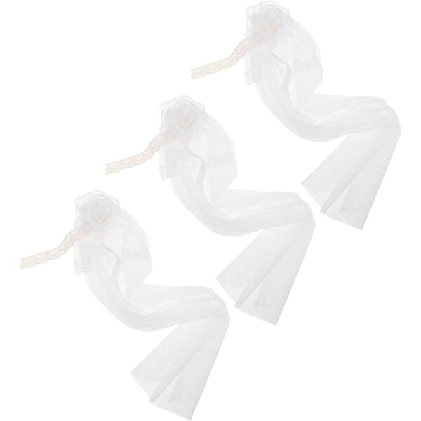 3 Pezzi Copricapo da Sposa in Garza e Pizzo per Bambole – Accessori Miniatura per Giochi e Foto