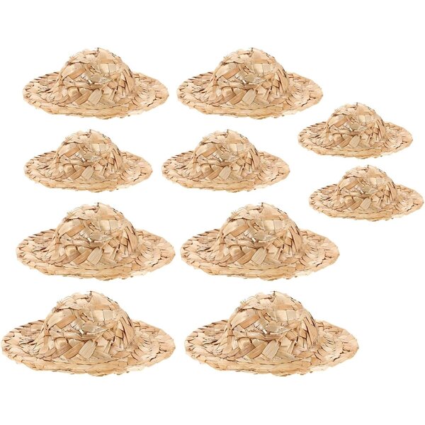 Gatuida 10 mini cappelli di paglia per artigianato - Sombrero in miniatura per decorazioni e fai da te