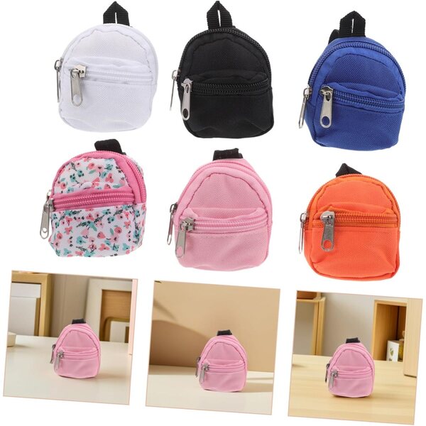 BESTonZON 6 Pezzi Mini Zaini per Bambole in Tessuto - Accessori Leggeri e Resistenti