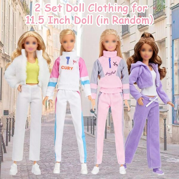 Set 6 vestiti e accessori moda per bambole da 11,5 pollici con scarpe assortite