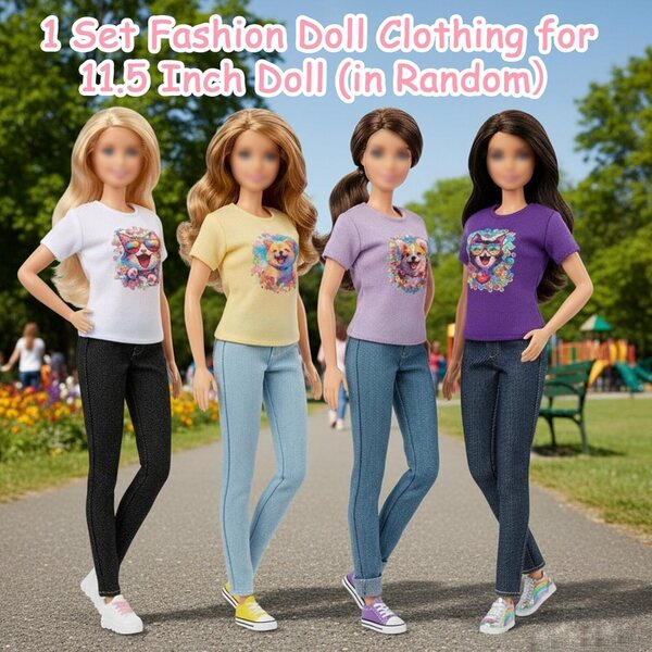 Set 6 vestiti e accessori moda per bambole da 11,5 pollici con scarpe assortite
