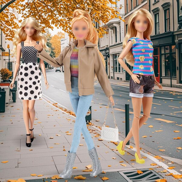 Set mit 21 Kleidungsstücken und Accessoires für 29 cm Barbie-kompatible Puppen, Freizeit- und Retro-Mode