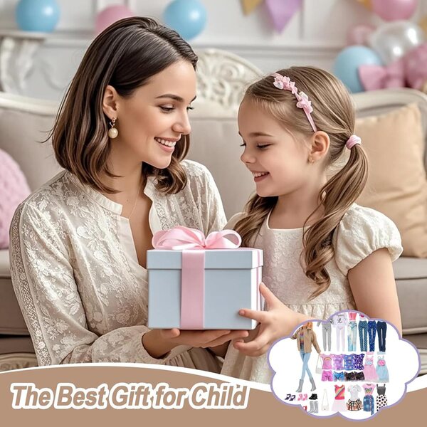 Set mit 21 Kleidungsstücken und Accessoires für 29 cm Barbie-kompatible Puppen, Freizeit- und Retro-Mode
