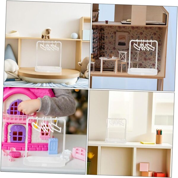 Set mit 6 HEALSOPTHY-Puppenkleiderbügeln, tragbarer Ständer für Kleidung und Trocknen