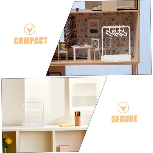 Set mit 6 HEALSOPTHY-Puppenkleiderbügeln, tragbarer Ständer für Kleidung und Trocknen