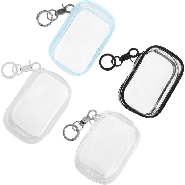 4 Borse Trasparenti in PVC con Portachiavi per Bambole, Organizer Compatti e Portatili