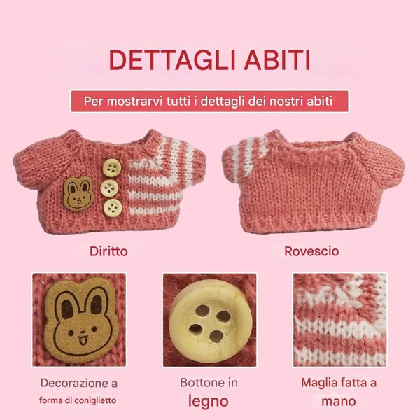 Gehäkeltes Puppenkleidungs-Komplettset für 15–17 cm große Puppen mit Zubehör