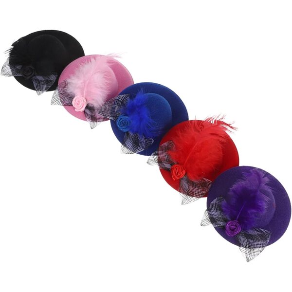 Cappellini Miniatura per Bambole 5pz - Cappelli Artigianali Colorati per Casa delle Bambole