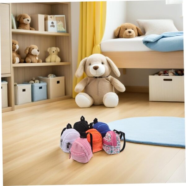 Set mit 6 tragbaren und widerstandsfähigen Stoffrucksäcken für Minipuppen – Puppenspielzubehör
