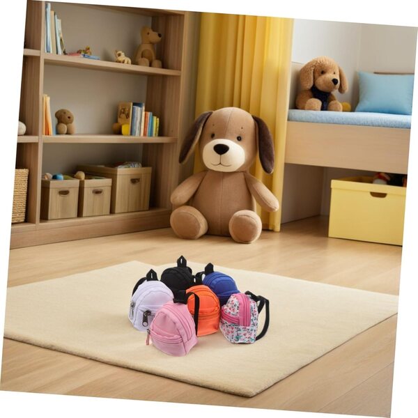 Set mit 6 tragbaren und widerstandsfähigen Stoffrucksäcken für Minipuppen – Puppenspielzubehör