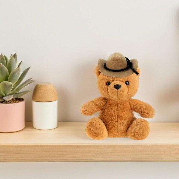 Set 4 Mini Cappelli Cowboy in Poliestere Beige per Bambole e Decorazioni Feste
