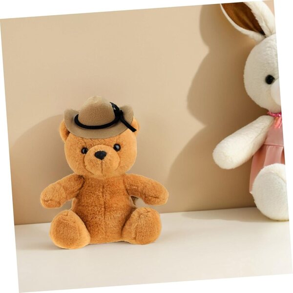 Set 4 Mini Cappelli Cowboy in Poliestere Beige per Bambole e Decorazioni Feste