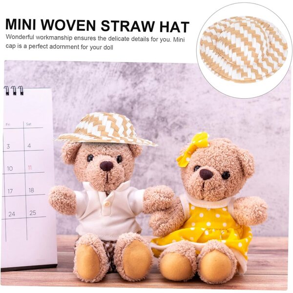 Gewebte Mini-Strohhüte für Puppen, 20 Stück 5 cm – Basteldekorationen