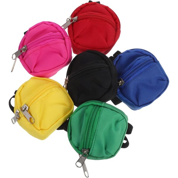 6 Zainetti Mini per Bambole con Cerniera - Zaini Portatili per Gioco di Finzione