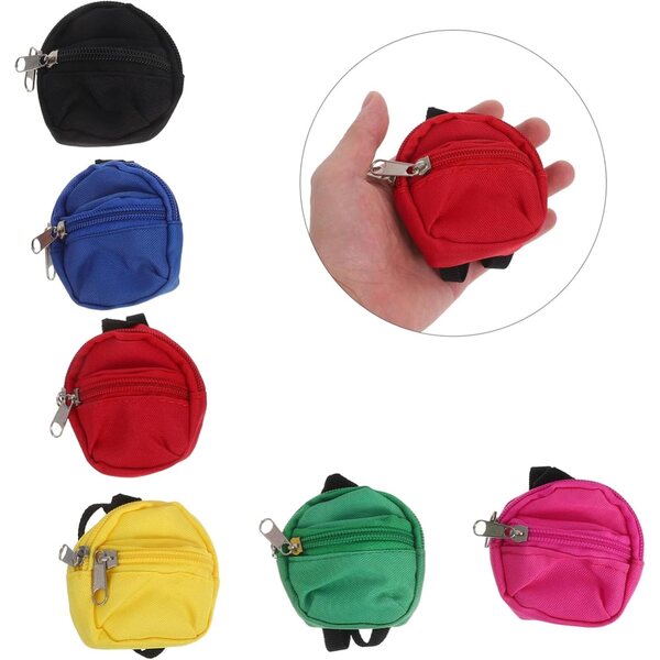 6 Zainetti Mini per Bambole con Cerniera - Zaini Portatili per Gioco di Finzione