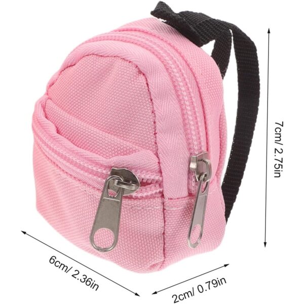 6 Mini Zaini in Tessuto con Cerniera per Bambole - Accessori per Gioco di Finzione