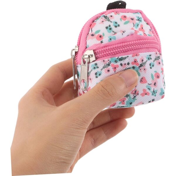 6 Mini Zaini in Tessuto con Cerniera per Bambole - Accessori per Gioco di Finzione