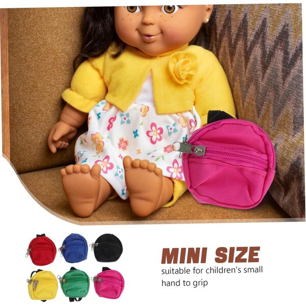 Set 6 Zainetti Mini per Bambole con Cerniera - Accessori Scolastici in Miniatura FUNNETOYU