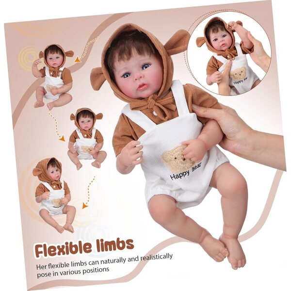 UPKOCH Bambola Vinile Interattiva con Vestiti e Ciuccio - Giocattolo Educativo per Bambini