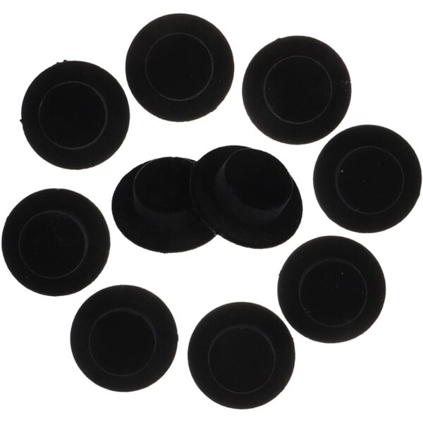Set 15 Mini Cappelli a Cilindro Nero in Resina e Floccati per Bambole e Artigianato
