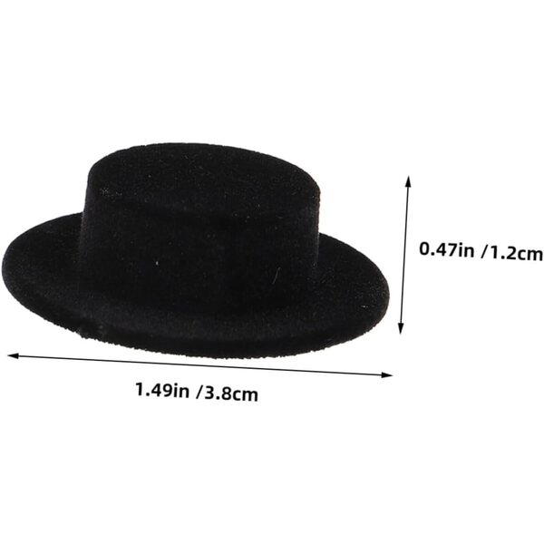 Set 15 Mini Cappelli a Cilindro Nero in Resina e Floccati per Bambole e Artigianato