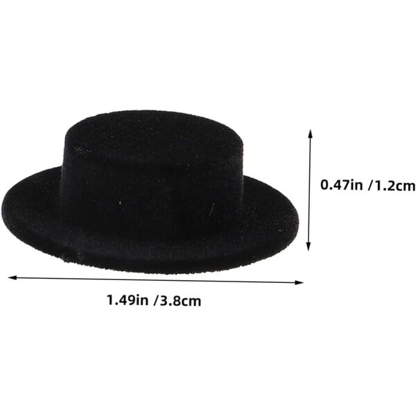 15 Mini Cappelli Nero in Resina e Flocking per Decorazioni Bambole e Artigianato DIY