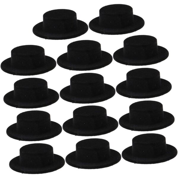 15 Mini Cappelli Nero Vellutato per Bambole Miniatura – Accessori Creativi DIY