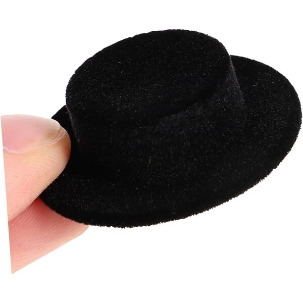 15 Mini Cappelli Nero Vellutato per Bambole Miniatura – Accessori Creativi DIY