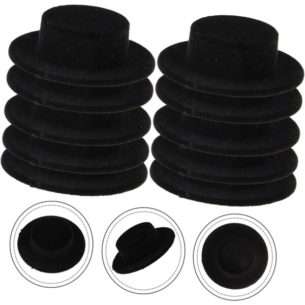 15 Mini Cappelli Nero Vellutato per Bambole Miniatura – Accessori Creativi DIY