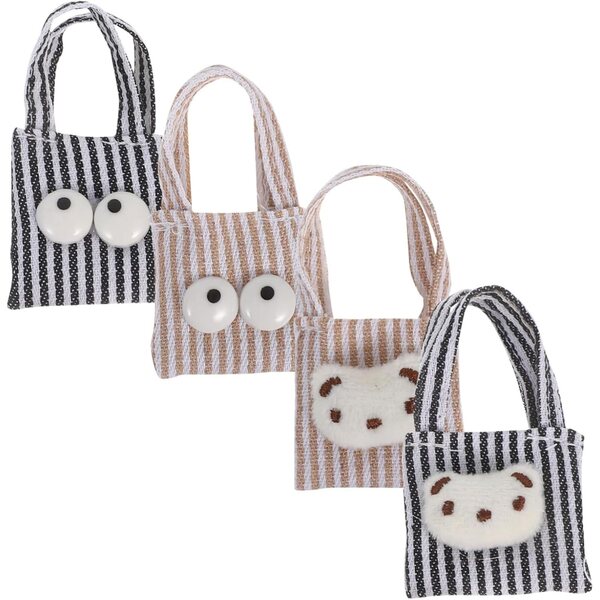 UPKOCH Mini-Leinentaschen für Puppen – Set mit 4 Miniatur-Rollenspielzubehör
