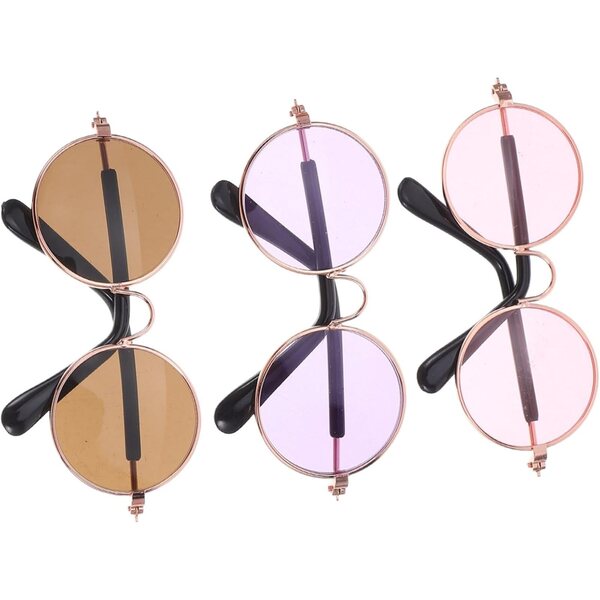 Mini Occhiali per Bambole 3 Pezzi - Accessori Creativi in Metallo e Plastica per Case delle Bambole