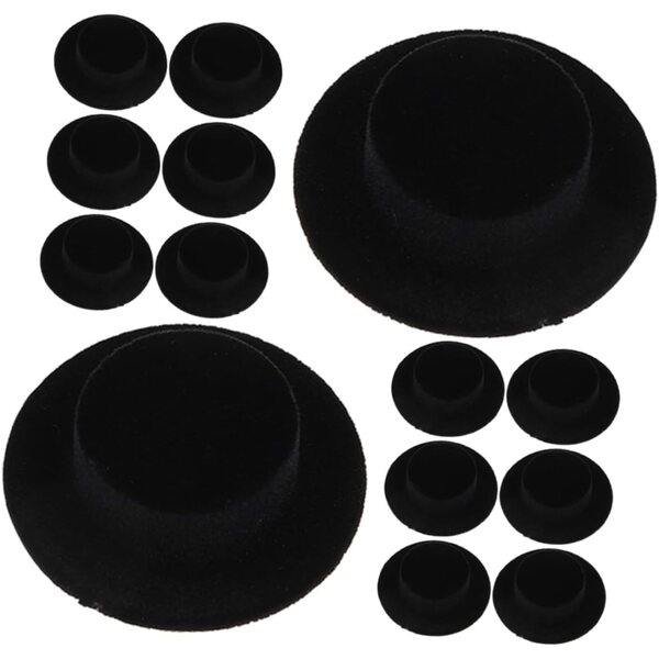 15 mini cappelli a cilindro neri in resina per bambole - MAJORMENCH