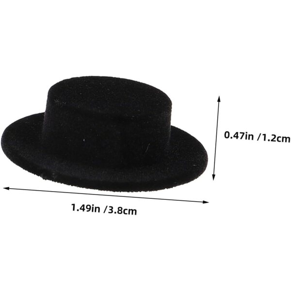 15 mini cappelli a cilindro neri in resina per bambole - MAJORMENCH