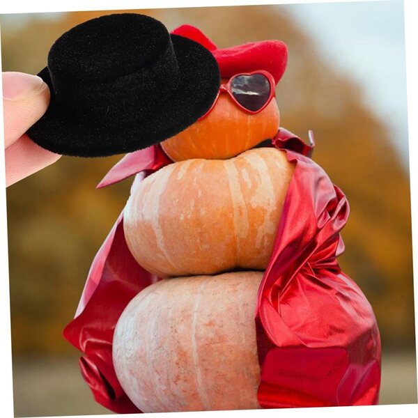 15 mini cappelli a cilindro neri in resina per bambole - MAJORMENCH