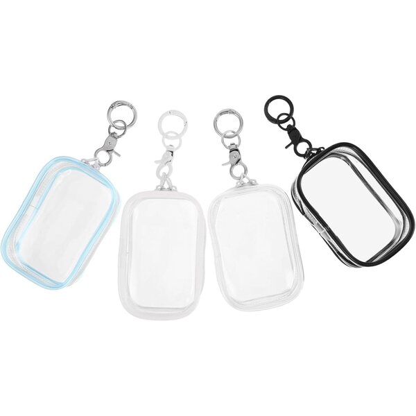 Set 4 Custodie Rigide Trasparenti per Bambole e Peluche con Portachiavi Organizer
